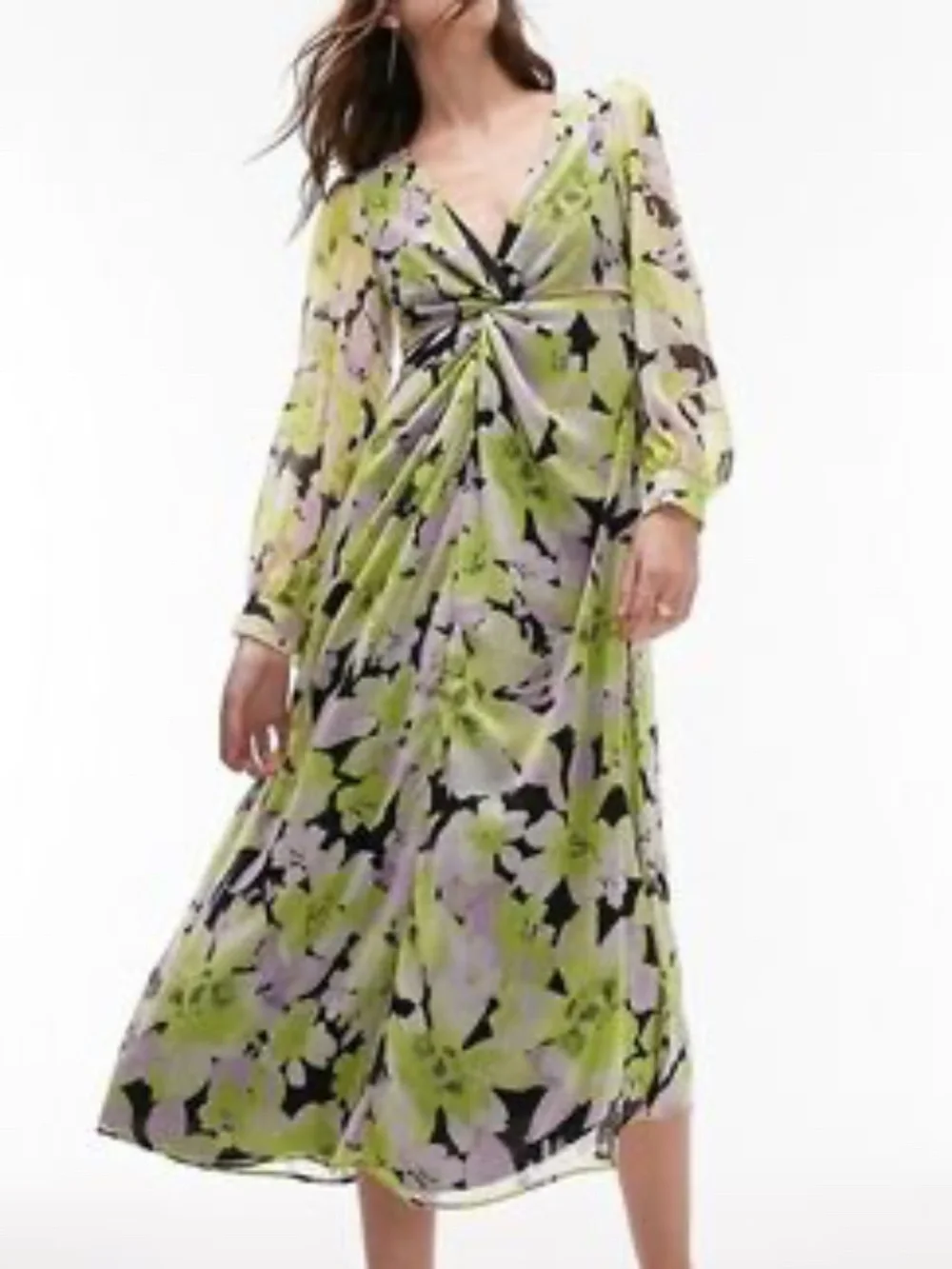 topshop dresses | | Topshop Floral Cutout Twist Front Long Sleeve Chiffon Midi Dress Size Nwt ensuring both comfort and elegance Topshop - Scoop Back Long